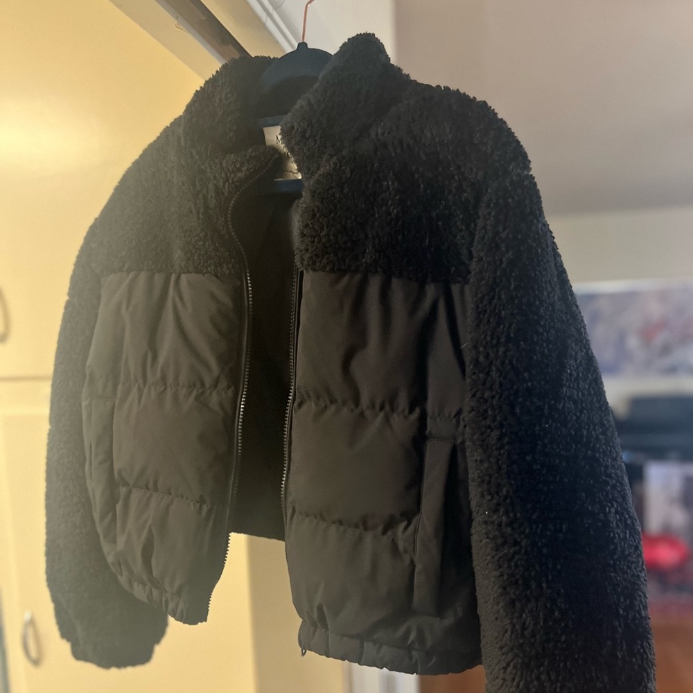 Black Sherpa Puffer Jacket